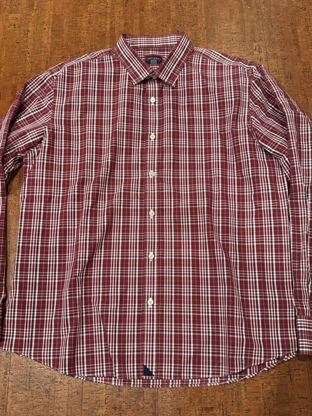 Untuckit XL Plaid Long Sleeve Button Down Shirt Wrinkle Free